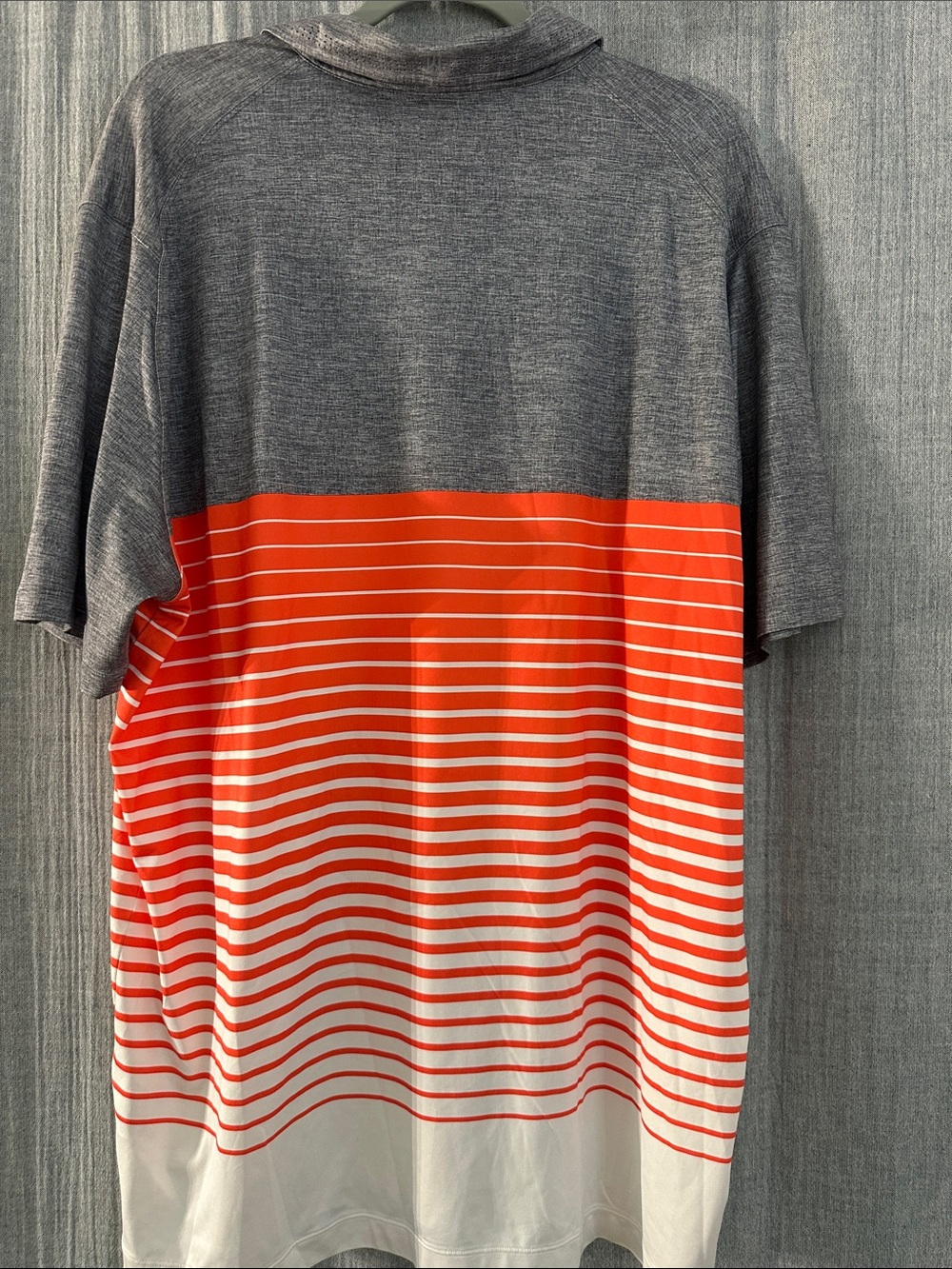 Nike Men’s Gray, Orange and White Dri-FIT Striped Polo - Picture 6 of 7